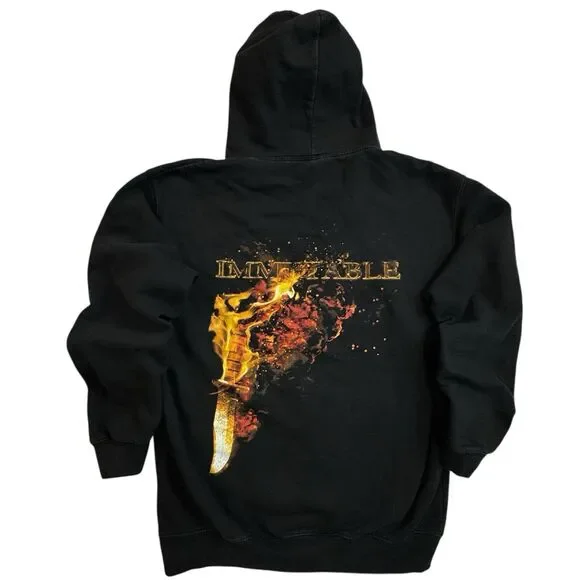 Meshuggah Immutable Black Full Zip Hoodie Big Logos Band Merch Men's Size L